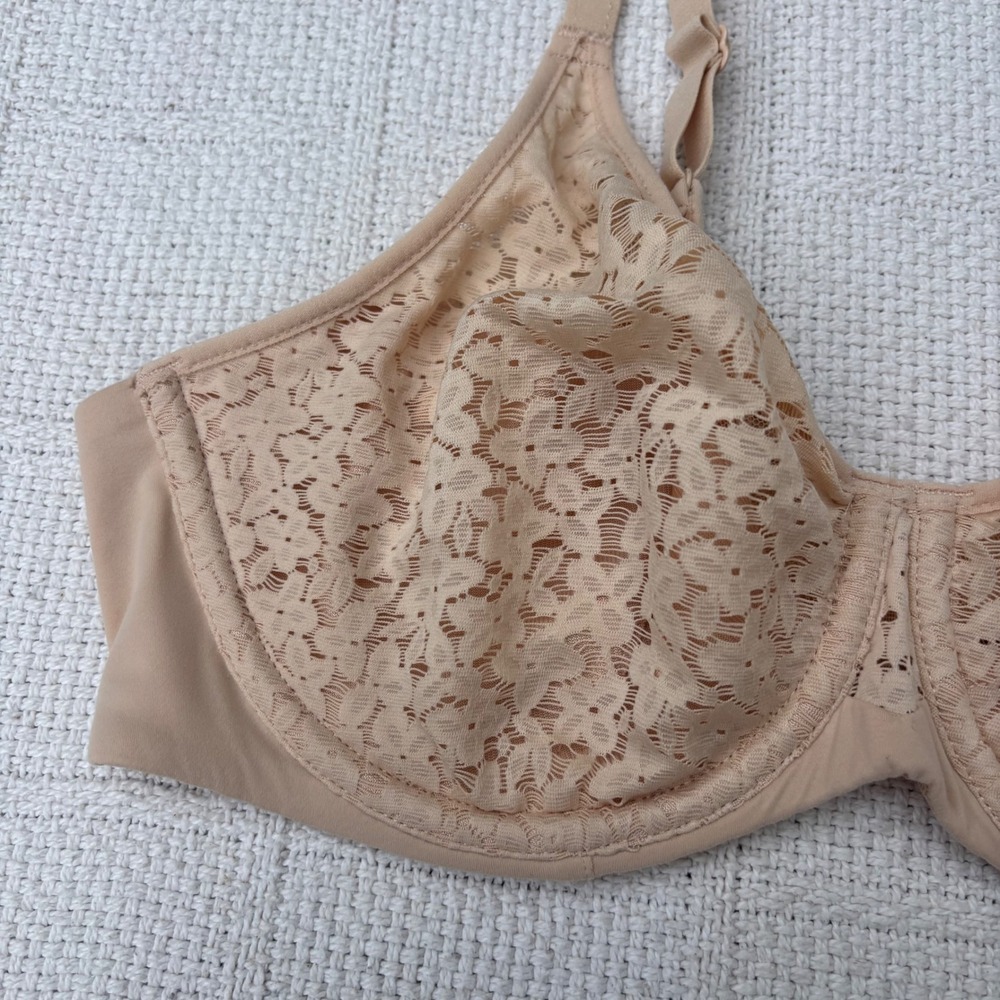 Women's 36B CHANTELLE Norah Lace Comfort Unlined Underwire Bra Nude Blush - Picture 2 of 6